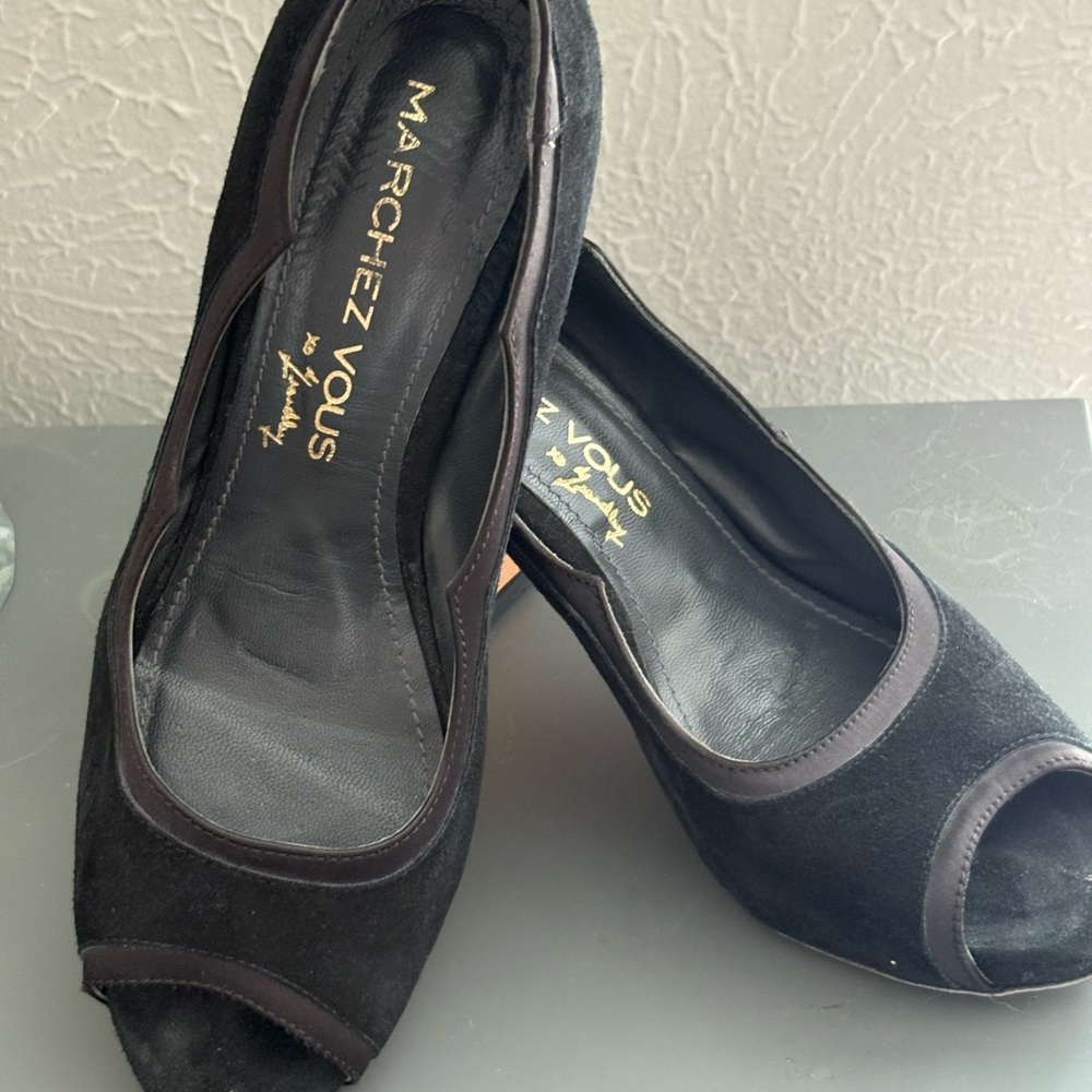 Marchéz Vous Black Peep Toe Heels